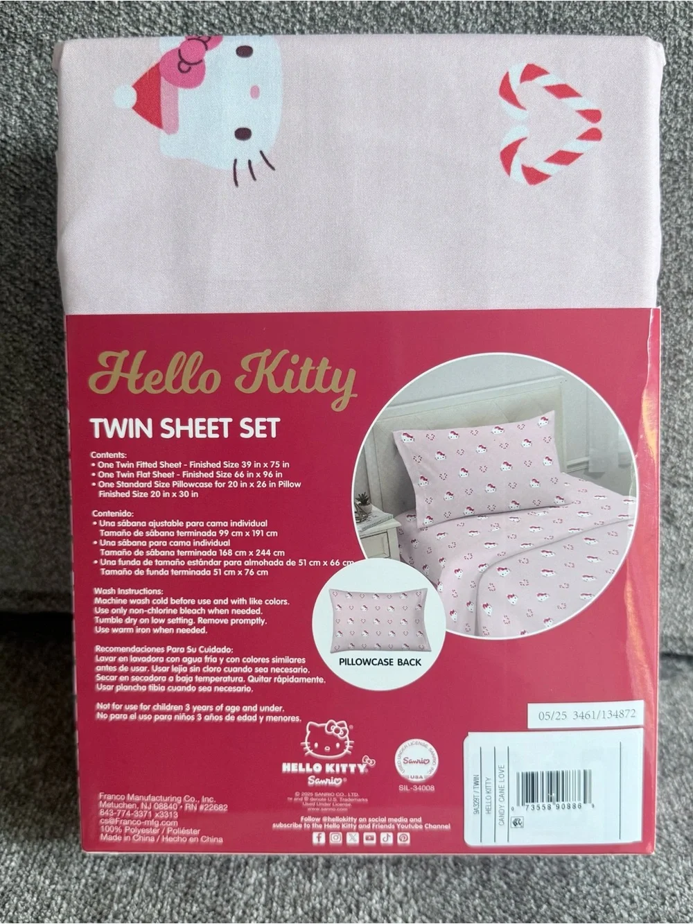 NWT Hello Kitty Holiday twin sheet set